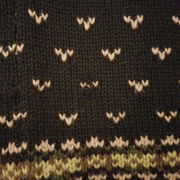 Fair Isle navy-black/beige/green wool cardigan M, (L), Point Zero Nicole Benisti - Picture 10 of 11